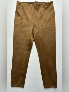 LOFT Large Soft Faux Suede Pull‑On Pants – Brown Neutral Chic Capsule Wardrobe